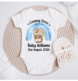 Personalised Coming Soon Due Date Baby Grow