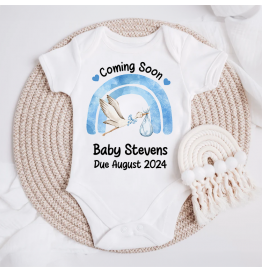 Personalised Coming Soon Due Date Baby Grow