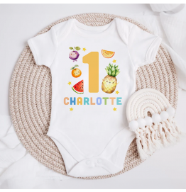 Dancing Fruits First Birthday Baby Grow