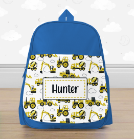Personalised Digger Construction Mini Backpack