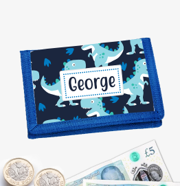Personalised Dinosaur Blue Money Wallet