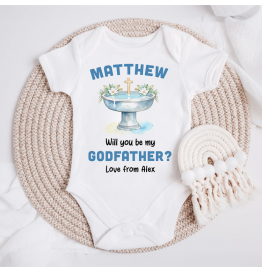 Personalised Will You be my Godfather Baby Grow