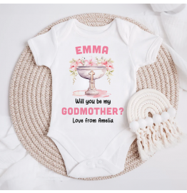 Personalised Will You be my Godmother Baby Grow