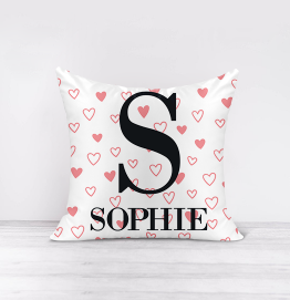 Personalised Pink Love Hearts Cushion