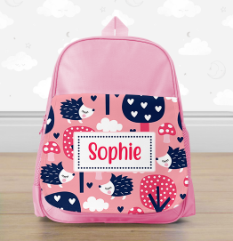 Personalised Pink Hedgehog Mini Backpack
