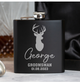 Stags Head Hip Flask