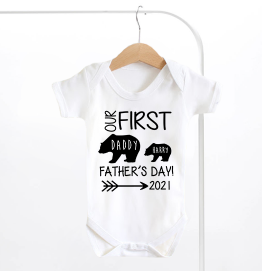 Personalised Our First Fathers Day Bear Baby Grow