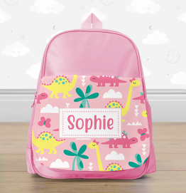 Personalised Pink Dinosaur Mini Backpack