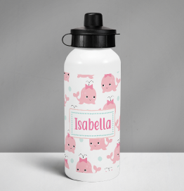 Personalised Pink Whale Drinks Bottle