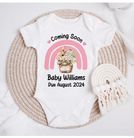 Personalised Coming Soon Due Date Baby Grow