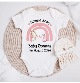 Personalised Coming Soon Due Date Baby Grow