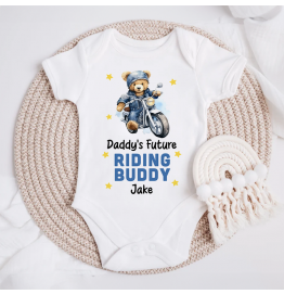 Personalised Daddys Future Riding Buddy Baby Grow